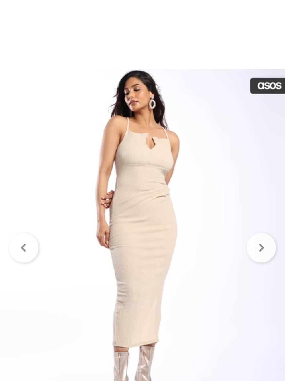 ASOS Strappy Texture Midi Dress with Fold over Bust